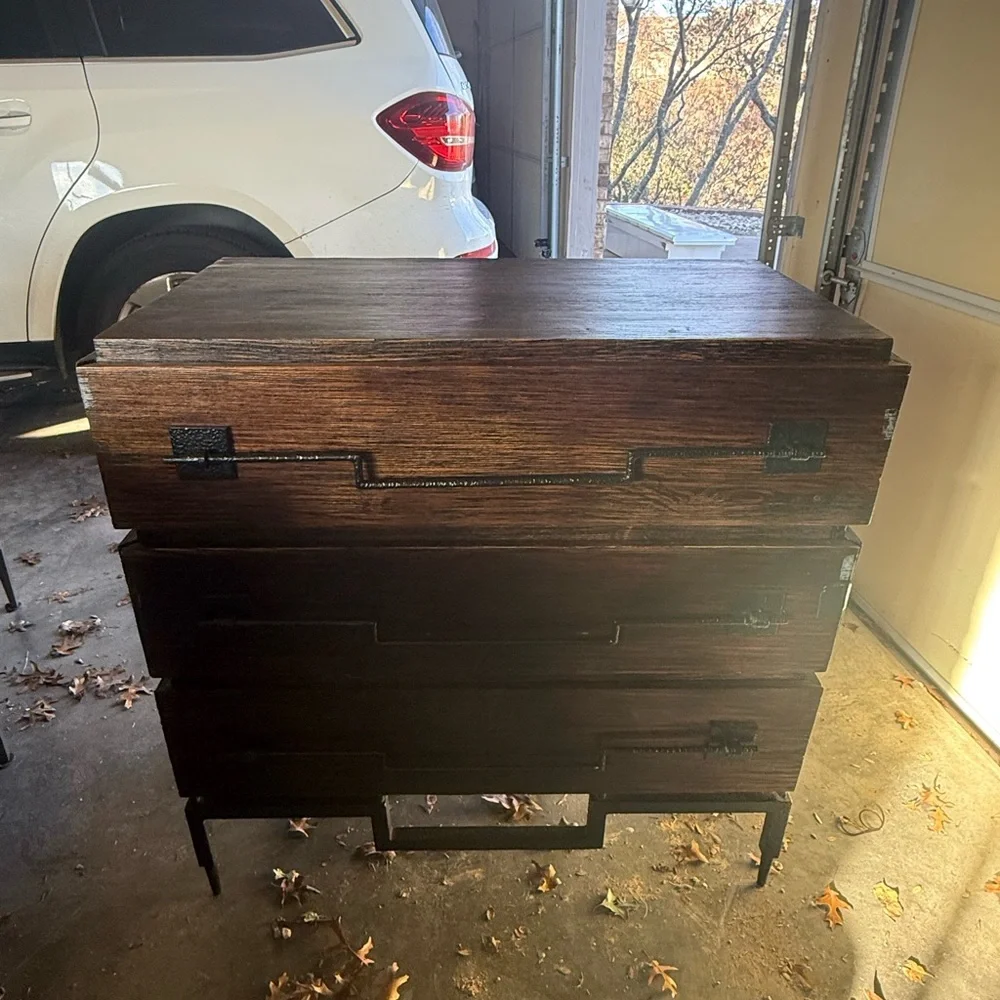 Rustic Wooden Dresser with Metal Legs(global views)